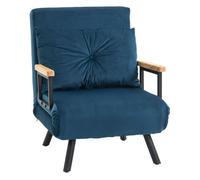 HOMCOM Sofá Cama Individual Plegable Convertible 3 en 1 Respaldo Ajustable 5 Niveles Almohada para Salón Dormitorio Azul Aosom España