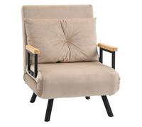 HOMCOM Sofá Cama Individual Plegable Silla Cama Convertible 3 en 1 Respaldo Ajustable de 5 Niveles y Almohada 63x73x81 cm Beige Aosom España