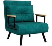 HOMCOM Sofá Cama de 1 Plaza 4 en 1 Sofá Cama Plegable Tapizado en Terciopelo con Respaldo Ajustable de 5 Niveles y Almohada Acolchada para Oficina Dormitorio Salón 63x73x81 cm Verde