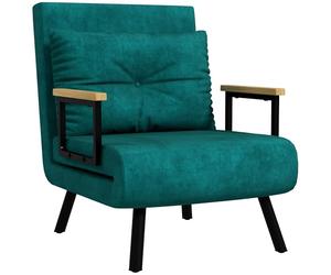 HOMCOM Sofá Cama de 1 Plaza 4 en 1 Sofá Cama Plegable Tapizado en Terciopelo con Respaldo Ajustable de 5 Niveles y Almohada Acolchada para Oficina Dormitorio Salón 63x73x81 cm Verde