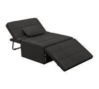 HOMCOM Sofá Cama de 1 Plaza Tapizado en Lino con Respaldo Ajustable en 5 Posiciones Reposapiés y Reposacabezas Negro