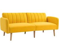 HOMCOM Sofá Cama de 2 Plazas Tela con Respaldo Ajustable en 3 Posiciones Reposabrazos Desmontables y Patas de Madera Sofá Doble Moderno 173x75x73 cm