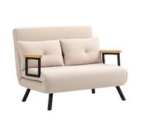 Homcom sofá cama de 2 plazas 4 en 1 sofá cama plegable tapizado en borreguito con respaldo ajustable de 5 niveles y almohadas acolchadas para oficina dormitorio salón 102x73x81 cm beige