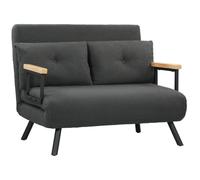HOMCOM Sofá Cama de 2 Plazas 4 en 1 Sofá Cama Plegable Tapizado en Borreguito con Respaldo Ajustable de 5 Niveles y Almohadas Acolchadas para Oficina Dormitorio Salón 102x73x81 cm Gris Oscuro