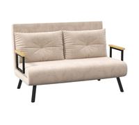 HOMCOM Sofá Cama de 2 Plazas 4 en 1, Sofá Cama Plegable Tapizado en Terciopelo con Respaldo Ajustable de 5 Niveles y Almohadas Acolchadas, para Oficina, Dormitorio, Salón, 102x73x81 cm, Beige