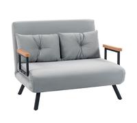 Homcom sofá cama de 2 plazas 4 en 1, sofá cama plegable tapizado en terciopelo con respaldo ajustable de 5 niveles y almohadas acolchadas, para oficina, dormitorio, salón, 102x73x81 cm, gris claro