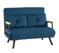 HOMCOM Sofá Cama Convertible 3 en 1 Sillón Cama 2 Plazas Plegable Respaldo Ajustable 5 Niveles Almohadas para Invitados Azul Aosom España