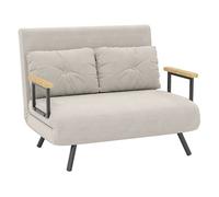 HOMCOM Sofá Cama de 2 Plazas 4 en 1, Sofá Cama Plegable Tapizado en Terciopelo con Respaldo Ajustable de 5 Niveles y Almohadas Acolchadas, para Oficina, Dormitorio, Salón, 102x73x81 cm, Beige