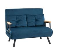 HOMCOM Sofá Cama Convertible 3 en 1 Sillón Cama 2 Plazas Plegable Respaldo Ajustable 5 Niveles Almohadas para Invitados Azul Aosom España