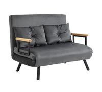 HOMCOM Sofá Cama de 2 Plazas 4 en 1, Sofá Cama Plegable Tapizado en Terciopelo con Respaldo Ajustable de 5 Niveles y Almohadas Acolchadas, para Oficina, Dormitorio, Salón, 102x73x81 cm, Gris