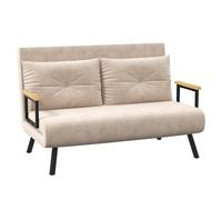 HOMCOM Sofá Cama 2 Plazas Plegable Convertible 3 en 1 Respaldo Ajustable 5 Niveles, Almohadas, Beige, 102x73x81cm Aosom España