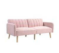HOMCOM Sofá Cama de 2 Plazas Moderno 173x75x73 cm Sofá Cama Plegable Tapizado en Lino Sintético con Respaldo Ajustable en 3 Niveles y Reposabrazos Desmontables para Salón Oficina Rosa