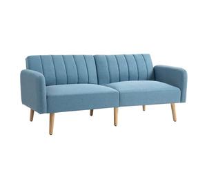 HOMCOM Sofá Cama de 2 Plazas Moderno 173x75x73 cm Sofá Cama Plegable Tapizado en Lino Sintético con Respaldo Ajustable en 3 Niveles y Reposabrazos Desmontables para Salón Oficina Azul Claro