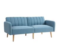 HOMCOM Sofá Cama de 2 Plazas Moderno Plegable 173x75x73 cm Azul Claro | Tapizado en Lino Sintético, Respaldo Ajustable en 3 Niveles, Reposabrazos Desmontables, para Salón Oficina