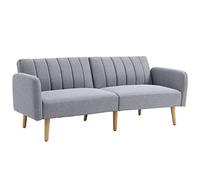HOMCOM Sofá Cama de 2 Plazas Moderno 173x75x73 cm Sofá Cama Plegable Tapizado en Lino Sintético con Respaldo Ajustable en 3 Niveles y Reposabrazos Desmontables para Salón Oficina Gris