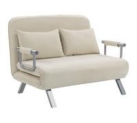 HOMCOM - Sofá cama de 2 plazas, sillón convertible con respaldo ajustable en 5 posiciones, chaise longue con 2 cojines incluidos, sofá de revestimiento con aspecto de gamuza desenfundable, 111x80x78cm