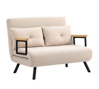 HOMCOM Sofá Cama de 2 Plazas Sofá Cama Plegable Tapizado en Terciopelo con Respaldo Ajustable de 5 Niveles y Almohadas Acolchadas para Oficina Dormitorio Salón 102x73x81 cm Beige
