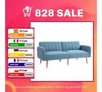 HOMCOM Sofá Cama de 2 Plazas Moderno Plegable 173x75x73 cm Azul Claro