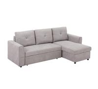 HOMCOM Sofá Cama de 3 Plazas con Función de Cama Sofá Cama con Chaise Longue Sofá Tapizado Gris Aosom España