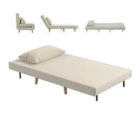 HOMCOM Sofá Cama Individual 3 en 1 94x78x80 cm Sillón Cama con Respaldo Ajustable en 6 Posiciones Almohada Acolchada Carga 350 kg para Oficina Dormitorio Salón Beige