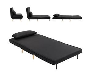 HOMCOM Sofá Cama Individual 3 en 1 Respaldo Ajustable 6 Posiciones Negro