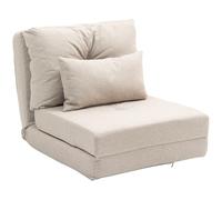 HOMCOM Sofá Cama Individual Plegable 3 en 1 Sillón Cama Beige