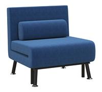 HOMCOM Sofá Cama Individual Plegable con Respaldo Ajustable de 5 Niveles Cojín y Tapizado de Lino Sintético 75x70x75 cm Azul Aosom España