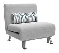 HOMCOM Sofá Cama Individual Plegable con Respaldo Ajustable de 5 Niveles Cojín y Tapizado de Lino Sintético 75x70x75 cm Gris Aosom España