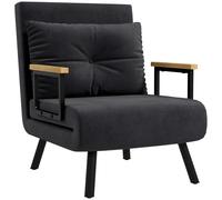 HOMCOM Sofá Cama Individual Plegable Silla Cama Convertible 4 en 1 Respaldo Ajustable de 5 Niveles y Almohada 63x73x81 cm Negro