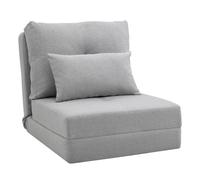 HOMCOM Sofá Cama Individual Plegable Sofá Cama Tapizado en Lino con Respaldo Ajustable 5 Posiciones 1 Almohada Gris Claro