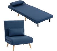 HOMCOM Sofá Cama Individual Plegable 3 en 1 Tapizado en Lino Rosa | Sofá Cama, Respaldo Ajustable 5 Posiciones, 1 Almohada, para Dormitorio, Salón
