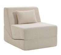 HOMCOM Sofá Cama Plegable 3 en 1, Butaca 1 Plaza Convertible en Chenilla, Cojín y Respaldo, Comprimido Sin Montaje, Beige