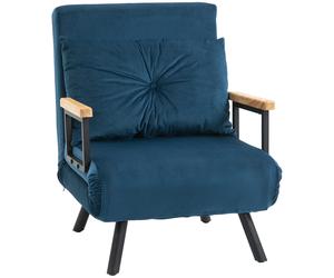 HOMCOM Sofá Cama Plegable Convertible 4 en 1 Respaldo Ajustable 63x73x81 cm Azul