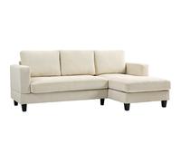 HOMCOM Sofá Chaise Longue de 3 Plazas en Forma de L Tapizado en Pana Asiento y Respaldo Acolchados 214x134x87 cm Beige