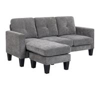 HOMCOM Sofá Chaise Longue Reversible con Estructura de Acero Tapizado en Chenilla 186x130x84cm Gris Oscuro