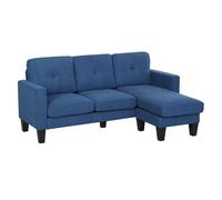 Homcom sofá chaise longue reversible, sofá de 3 plazas en forma de l, tapizado en chenilla, asiento y respaldo acolchados, estructura de acero, 186x130x84 cm, azul