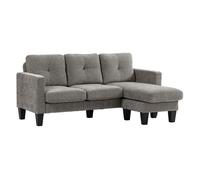 Homcom sofá chaise longue reversible, sofá de 3 plazas en forma de l, tapizado en chenilla, asiento y respaldo acolchados, estructura de acero, 186x130x84 cm, marrón topo 84 cm