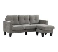 HOMCOM Sofá Chaise Longue Reversible, Sofá de 3 Plazas en Forma de L, Tapizado en Chenilla, Asiento y Respaldo Acolchados, Estructura de Acero, 186x130x84 cm, Marrón Topo