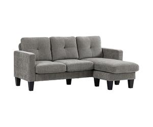 HOMCOM Sofá Chaise Longue Reversible, Sofá de 3 Plazas en Forma de L, Tapizado en Chenilla, Asiento y Respaldo Acolchados, Estructura de Acero, 186x130x84 cm, Marrón Topo