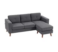 HOMCOM Sofá Chaise Longue Reversible, Sofá Esquinero en Forma de L de 3 Plazas, Tapizado en Pana, Marco de Acero, para Espacios Reducidos, Salón, 192x137x84 cm, Gris Oscuro