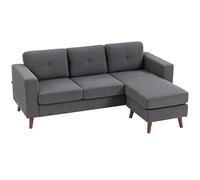 HOMCOM Sofá Chaise Longue Reversible, Sofá Esquinero en Forma de L de 3 Plazas, Tapizado en Pana, Marco de Acero, para Espacios Reducidos, Salón, 192x137x84 cm, Gris Oscuro