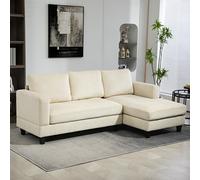 HOMCOM Sofá Chaise Longue Sofá de 3 Plazas para Salón 214x134x87 cm Beige