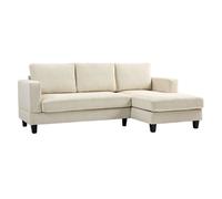Homcom sofá chaise longue, sofá de 3 plazas en forma de l, tapizado en pana, asiento y respaldo acolchados, para salón, 214x134x87 cm, beige 87 cm