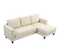 HOMCOM Sofá Chaise Longue Sofá de 3 Plazas para Salón 214x134x87 cm Beige