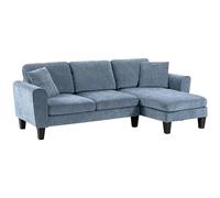 HOMCOM Sofá Chaise Lounge Sofá de Salón Cheslong Sofá de Salón Reversible en Forma de L con 2 Almohadas Carga 200 kg 230x138x87 cm Azul Oscuro
