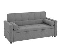 HOMCOM Sofá convertible 2 plazas 3 en 1 sofá cama con cama nido doble respaldo ajustable 2 cojines 151x137,5x84 cm Gris Aosom España