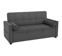 HOMCOM Sofá convertible 2 plazas 3 en 1 sofá cama con cama nido doble respaldo regulable 2 cojines 80,5x137,5x84cm gris Aosom España