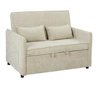 HOMCOM Sofá Convertible 2 Plazas Sofá Cama 3 en 1 de Chenilla 125 cm con Respaldo Ajustable Asiento Amplio 2 Cojines Crema Aosom España