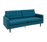HOMCOM Sofá Convertible 3 plazas Diseño Contemporáneo Respaldo reclinable independientemente en 3 Posiciones Lino Azul Pato