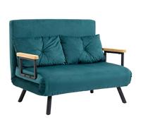 HOMCOM Sofá Convertible de 2 plazas 4 en 1, sofá cama con respaldo ajustable de 5 niveles, 2 cojines y asiento acolchado, tejido aterciopelado, para salón, dormitorio de invitados, espacio pequeño